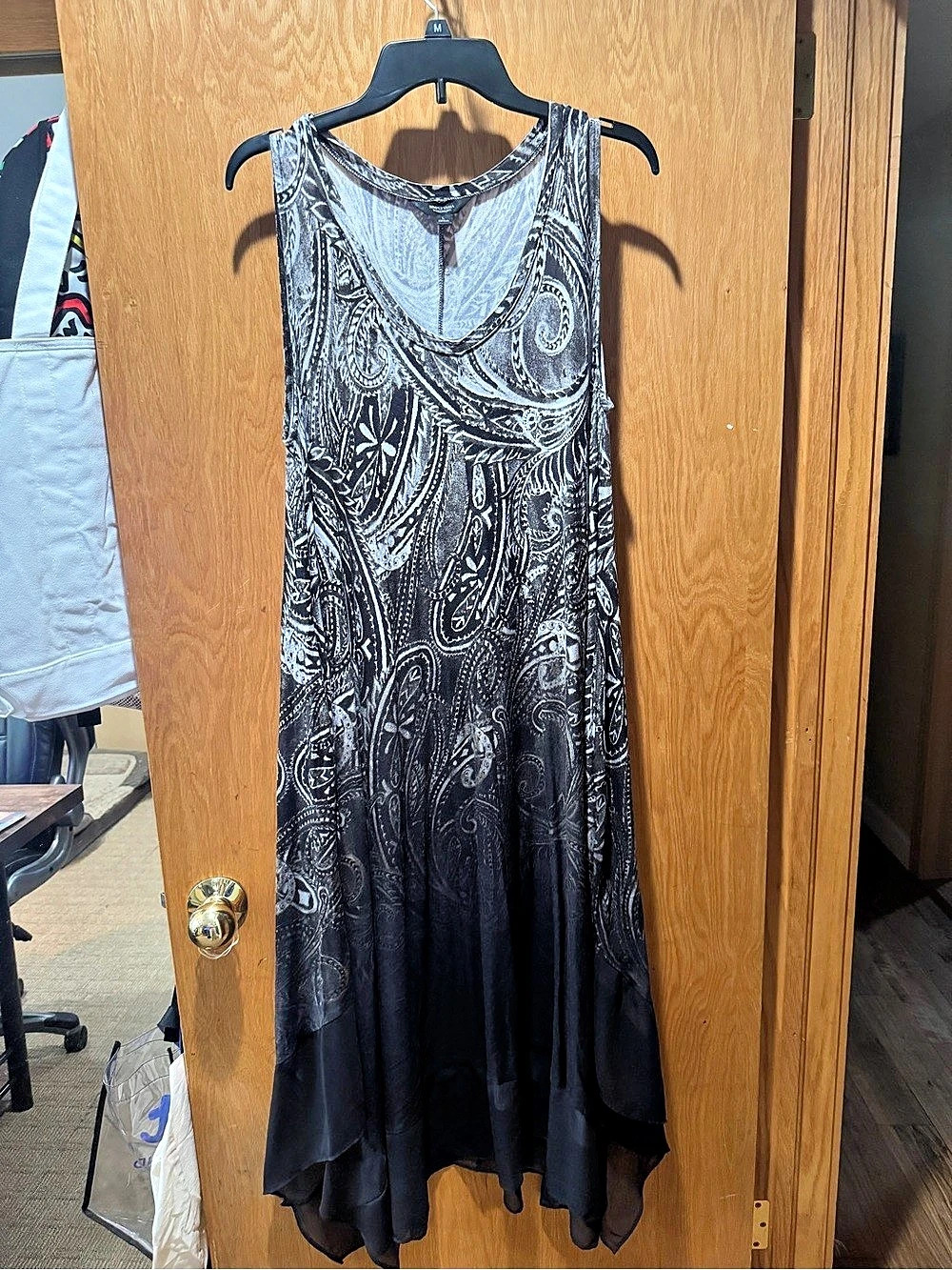 Simply Vera Wang Paisley Maxi Dress in Black & White Size Large Like New